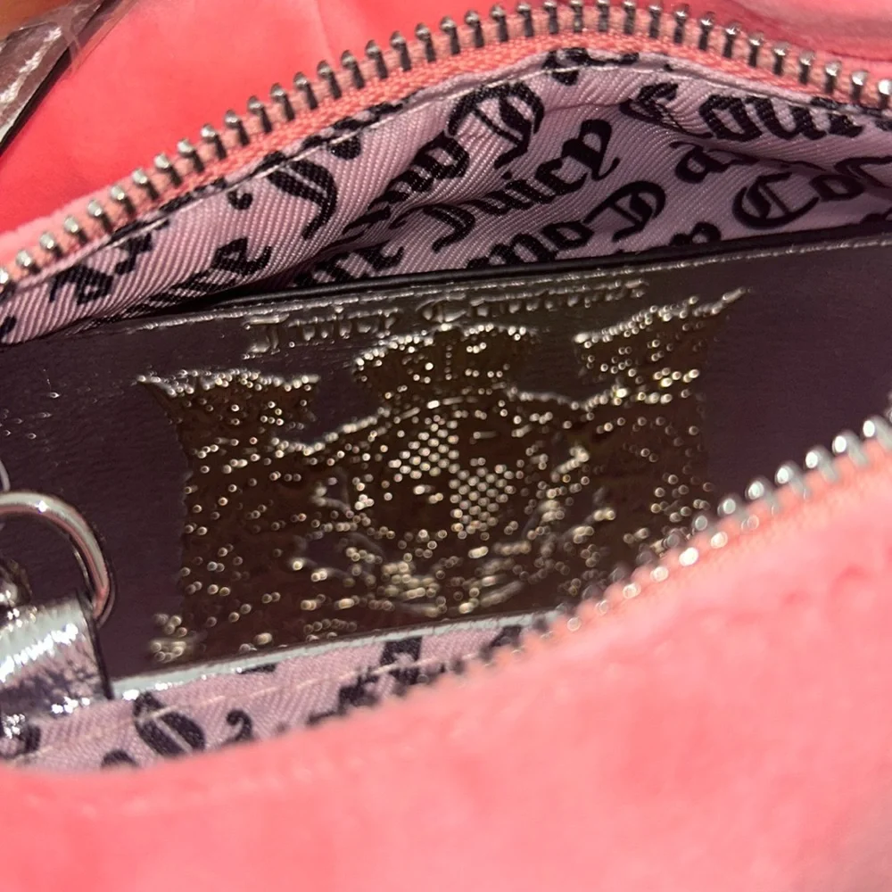 Pink Velour Rhinestone Hobo Bag